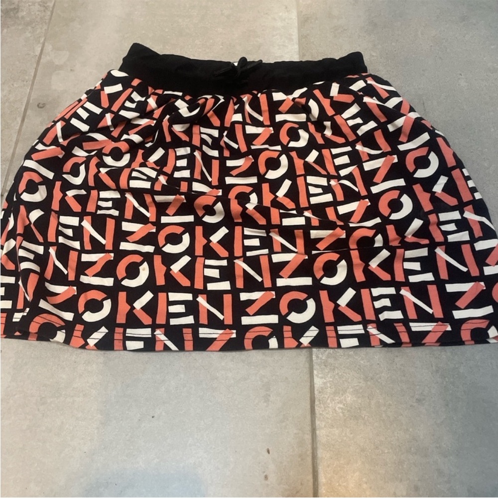 Kenzo Black and Red Graphic Skater Skirt